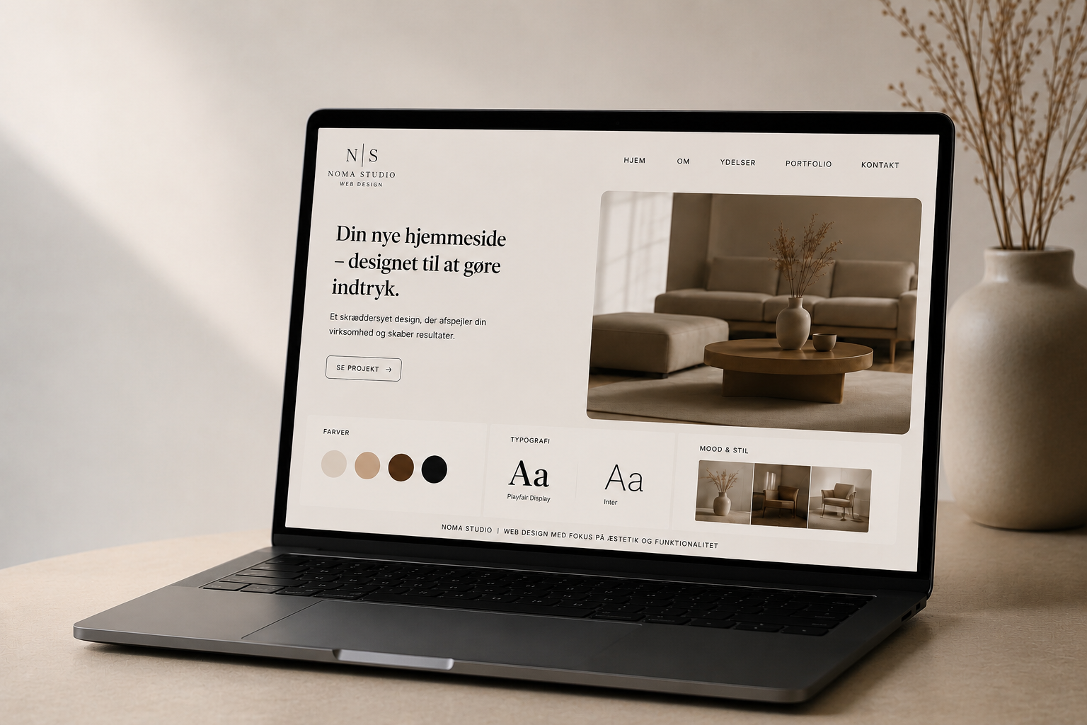 Eksempel på en visuel hjemmeside-idé på en laptop